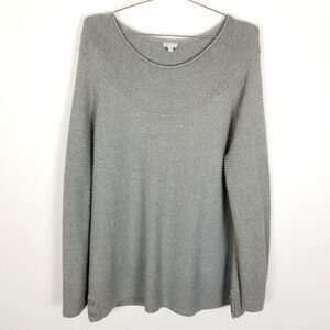 Talbots Women Plus Cotton Blend Pullover Size 2X Gray Ribbed Lurex Sweater